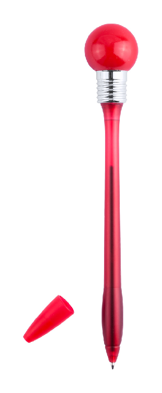Stylo à bille en plastique - boule souple - lampe LED - encre bleue - couleur rouge_0