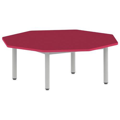 TABLE CARÉLIE OCTOGONALE Ø 120 CM FIXE T1 STRAT CERISE GRIS - MOBIDECOR