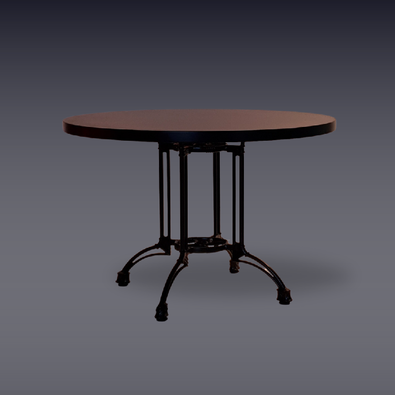 Table de restauration ronde - mélaminé, pied en fonte, diamètre 110cm ou 50/60cm_0