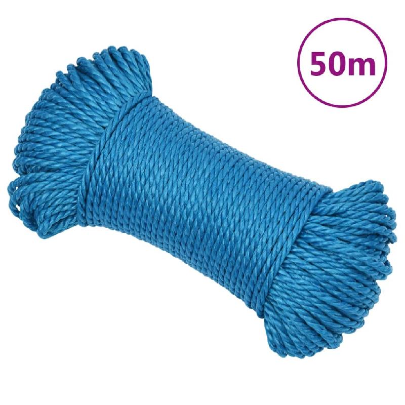 Vidaxl corde de travail bleu 8 mm 50 m polypropylène 152968_0