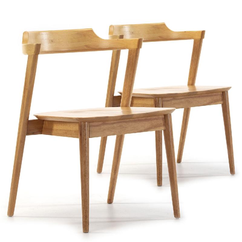 VS Venta-stock Pack 2 chaises Venus, Couleur Chêne, Bois Massif, 58 cm x 57,5 cm x 76 cm - jaune Bois massif I20045_0