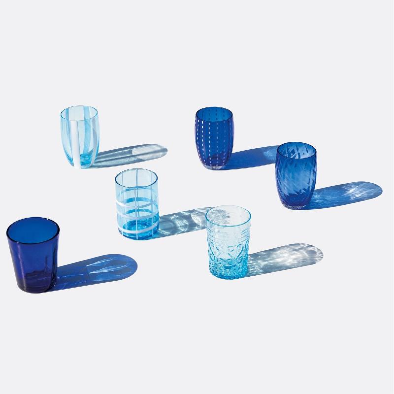 Zafferano Ensemble De 6 Verres Bicolores De La Collection Melting Pot En Verre Décoré - Bleu Et Aigue-Marine - Safran - multicolore 8051827979309_0