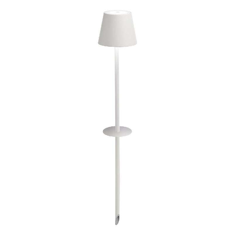 Zafferano Poldina Lampe de jardin avec piquet, batterie rechargeable portable, Blanc - Éclairage LED tactile à intensité variable extérieur - blan_0