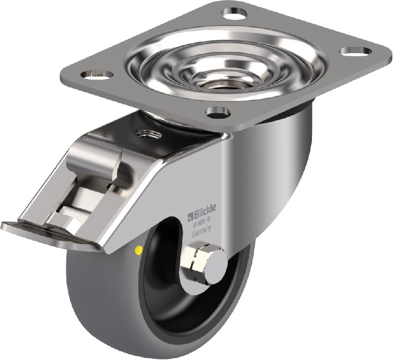 Roulette pivotante/frein de 80 mm en acier inoxydable avec thermocouple conducteur d'électricité gris_0