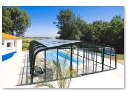 Abri de piscine haut Fabulo - forme galbée - structure fixe en aluminium et polycarbonate_0