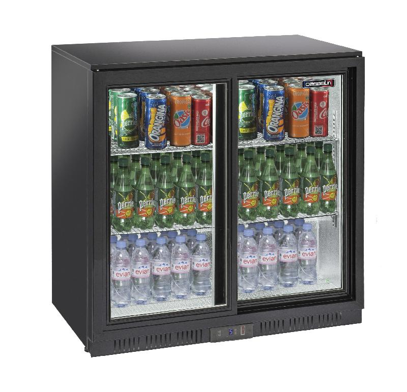 Arrière bar 2 portes coulissantes CASSELIN CAB2PC - acier inoxydable, étagères réglables, 200 L_0