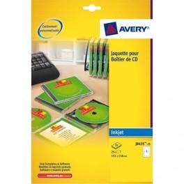 AVERY POCHETTE DE 25 JAQUETTES POUR CD SPÉCIAL JET D ENCRE COULEUR J8435-25