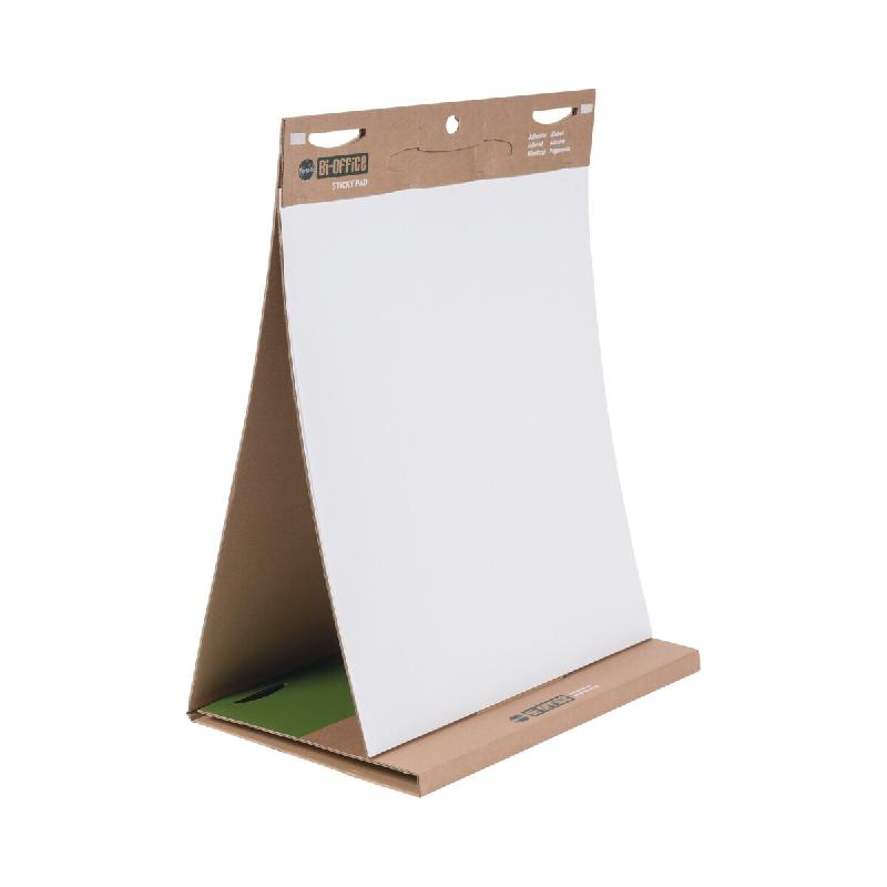Bi-office Tableau conférence portable Blanc Earth, 20 feuilles unies repositionnables recyclé L50xH58,5cm - blanc papier FL1420403_0