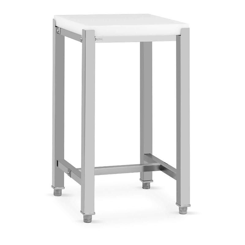 Billot de boucherie 40 x 50 cm - Hauteur 86,5 cm - Acier inoxydable et plastique (polyéthylène) - Réf. 14_0004511_0