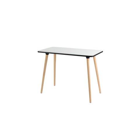 BUREAU TÉLÉTRAVAIL HOP H.75 X L.100 X P.50 CM PLATEAU BLANC PIÈTEMENT BOIS MASSIF