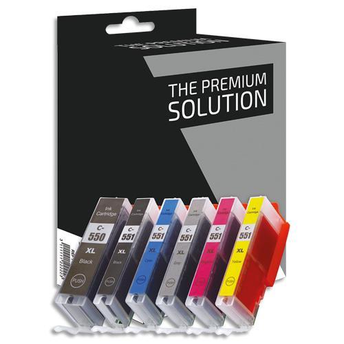 CARTOUCHE PSN P/4 THE PREMIUM SOLUTION - COMPATIBLE JET D'ENCRE - NCMJ PHOTO CANON PGI-550B XL / CLI-551 XL - B8C550XL/551XLB/CL