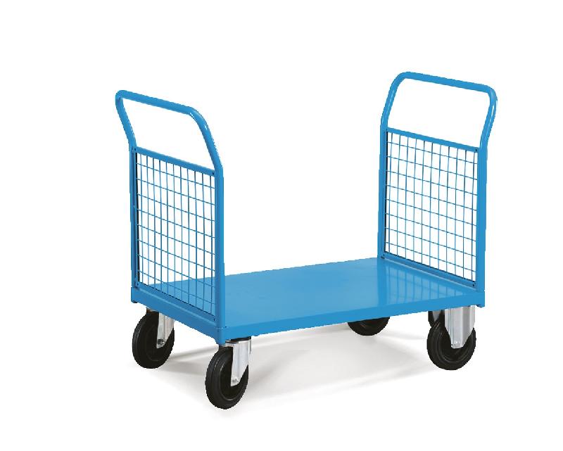 Chariot de manutention Pratimo - plateau métallique - charge 500 kg - base métal avec 2 côtés grillages_0