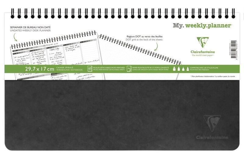 Clairefontaine Lot de 5 Cahier Age Bag My.Weekly.Planner 29,7x17, 120p./60 feuilles 90 g/m² reliure intégrale, couv. Coloris noir - 3329687834911_0
