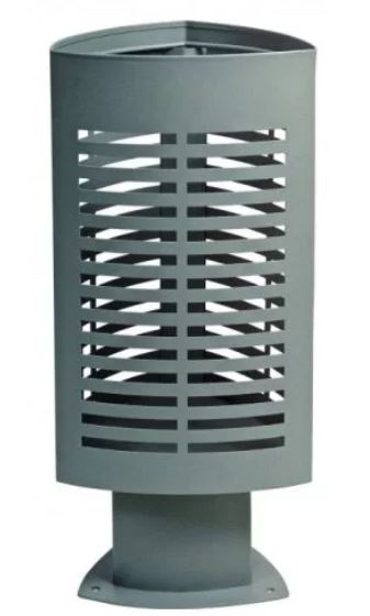 Corbeille publique Scuderia 50 L - Acier tôle perforée - Finition époxy gris martelé - Cercle porte sac - À fixer au sol_0