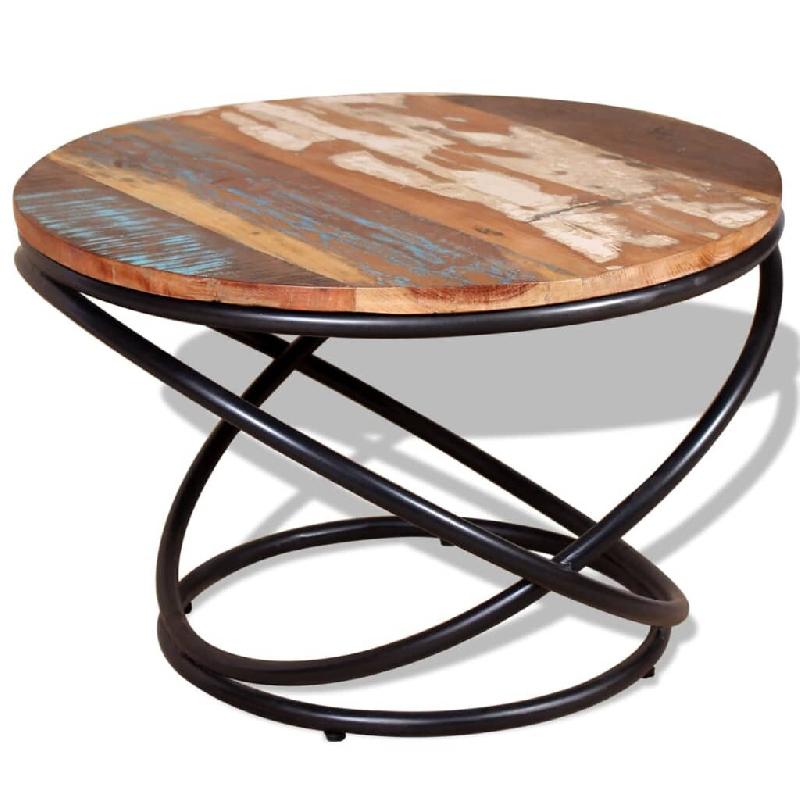 Décoshop26 - Table basse design industriel bois de récupération coloré et fer 60 x 60 x 40 cm DEC038250 - Bois massif 3000263726461_0
