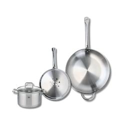 Ensemble de 2 Poêles de cuisson 24 et 32 cm et 1 faitout 16 cm Elo Profi Citrin - gris 3176239950489_0