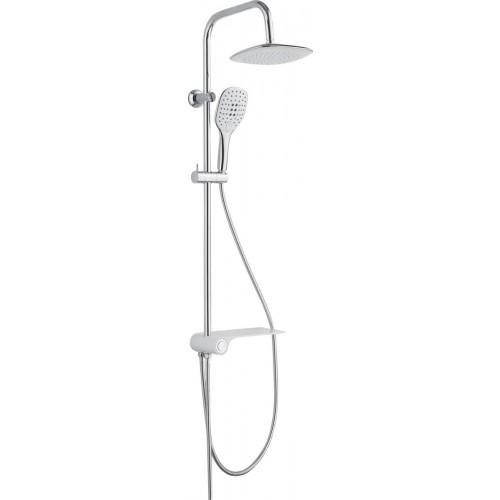 COLONNE DE DOUCHE AVEC TABLETTE BLANCHE ET POMMEAU CARRÉ - AQUASTAR SCHÜTTE
