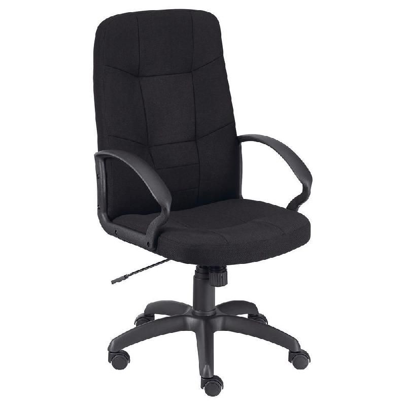 FAUTEUIL DIRECTION À ROULETTES LÉO CONFORT 2 - AJUSTABLE - EN TISSU - HAUTEUR DOSSIER 65 CM - COULEUR NOIR