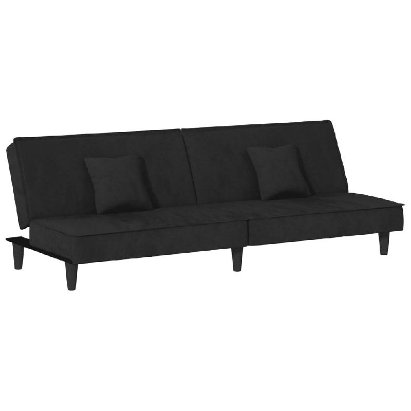 Helloshop26 - Canapé-lit 200 x 89 x 70 cm velours noir 02_0019833 - noir polyester 3001029488005_0