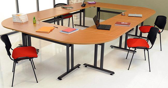 ELÉMENT SUIVANT POUR TABLE DE RÉUNION MODULA 140 X 70 CM COLORIS HÊTRE/ALUMINIUM - MANUTAN COLLECTIVITÉS