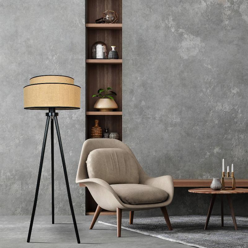 DUOLLA LAMPE SUR PIED BOHO JUTE & NOIR, HAUTEUR 145 CM