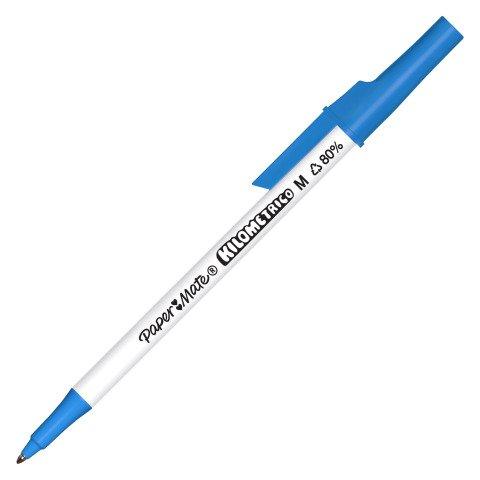 LOT DE 50 - STYLO BILLE PAPERMATE KILOMETRICO À CAPUCHON POINTE 1 MM - ÉCRITURE MOYENNE BLEU