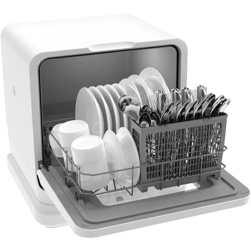 MERAX - MINI LAVE VAISSELLE POSE LIBRE COMPACT SILENCIEUX 3 COUVERTS WASH CLEAN AVEC RÉSERVOIR D'EAU AMOVIBLE, ECRAN LED, FILTRE D'EAU INTÉGRÉ