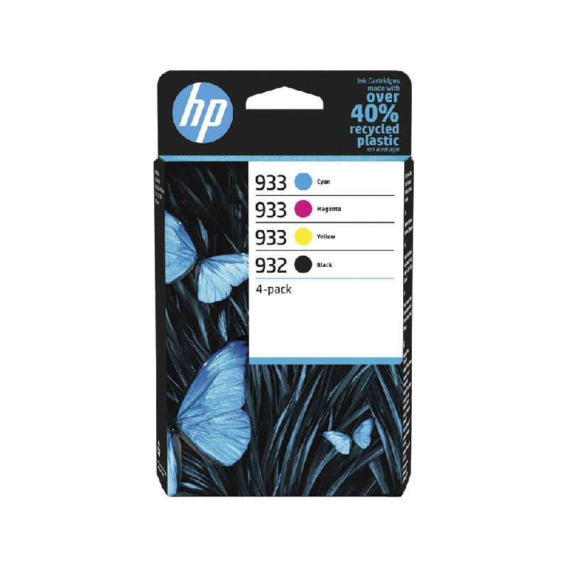 PACK 4 CARTOUCHES D'ENCRE NOIR ET COULEURS HP 932 / 933 POUR IMPRIMANTES JET D'ENCRE