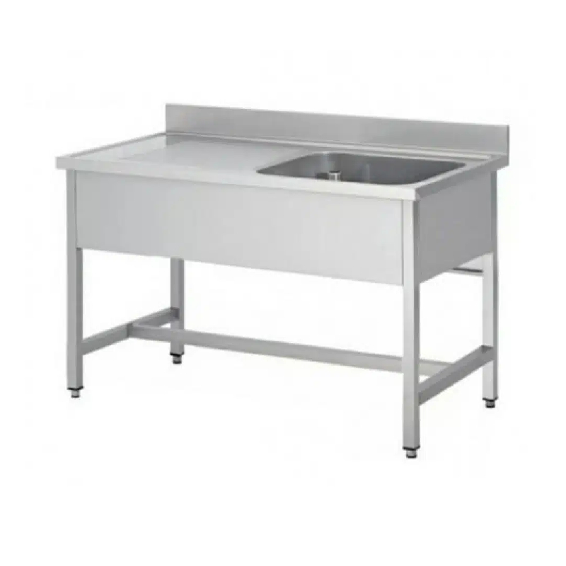 Plonge soudée sur pieds carrés sans étagère inox ferritique 1 bac à droite P 600 mm (Longueur, mm: 1000 - Réf F-SPL106-1BD-1)_0