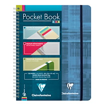 POCKET BOOK CAHIER RELIURE INTÉGRALE À ÉLASTIQUE A5+ 120 PAGES DÉTACHABLES LIGNÉ COULEUR ALÉATOIRE - ASSORTIS - LOT DE 5