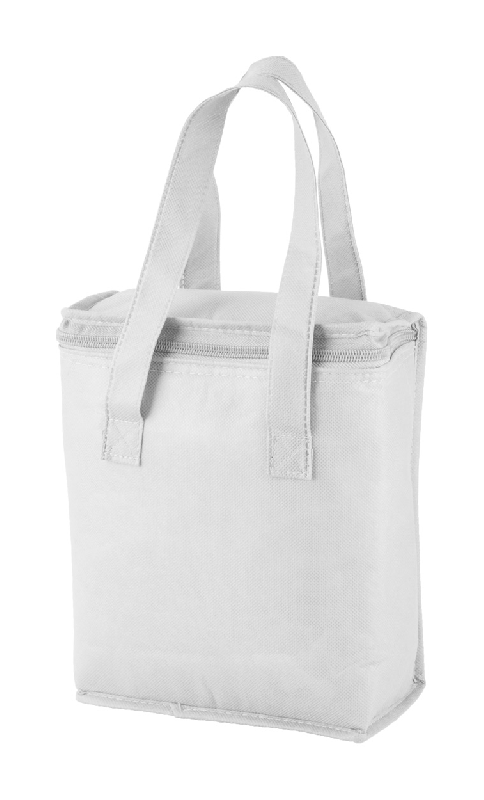 Sac isotherme en intissé avec isolation aluminium - Capacité : 6 canettes de 0,33L ou 3 bouteilles de 0,5L - Couleur blanche_0