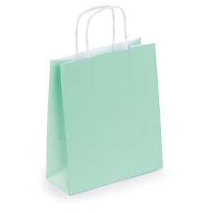 MINI SAC KRAFT VERT À POIGNÉES TORSADÉES 18 X 22 X 8 CM