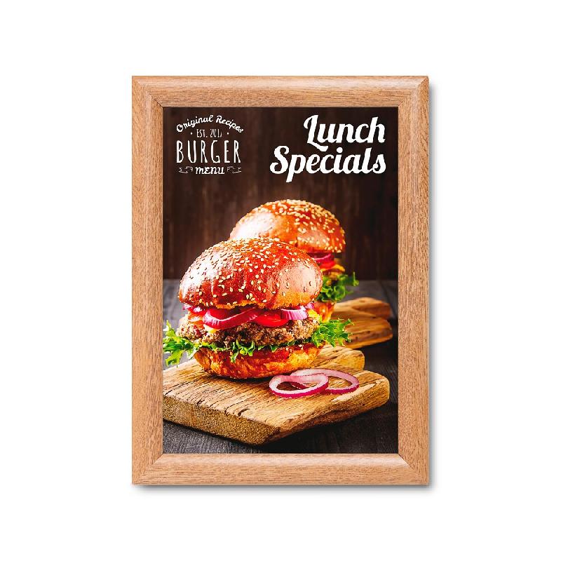 SHOWDOWN Displays Exposiciónate Cadre Clic-Clac Standard A4 Coins En Onglet 25 mm Bois KRA4G25LB - marron aluminium 8596052191473_0