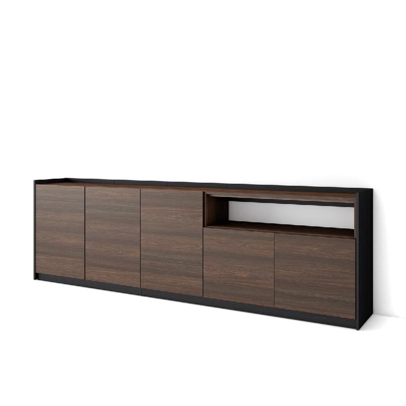 SKRAUT HOME Buffet salon et cuisine, 260x80x37 cm, 5 Portes, Meuble chaussure, Chêne foncé et Noir - marron Bois manufacturé 708_37_0
