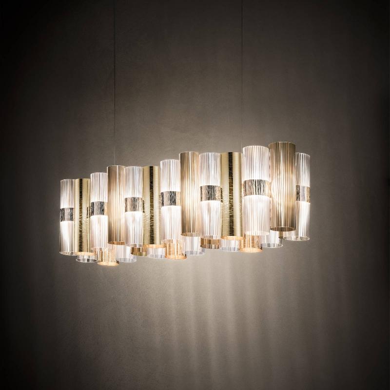 SLAMP SUSPENSION LED LA LOLLO, DORÉ, 100 CM