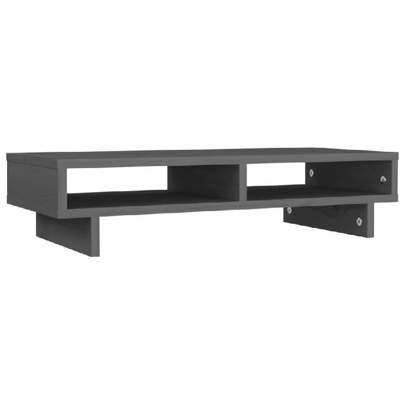 Support de moniteur en bois de pin solide - 60 x 27 x 14 cm - Gris - Design minimaliste 02_0004445_0