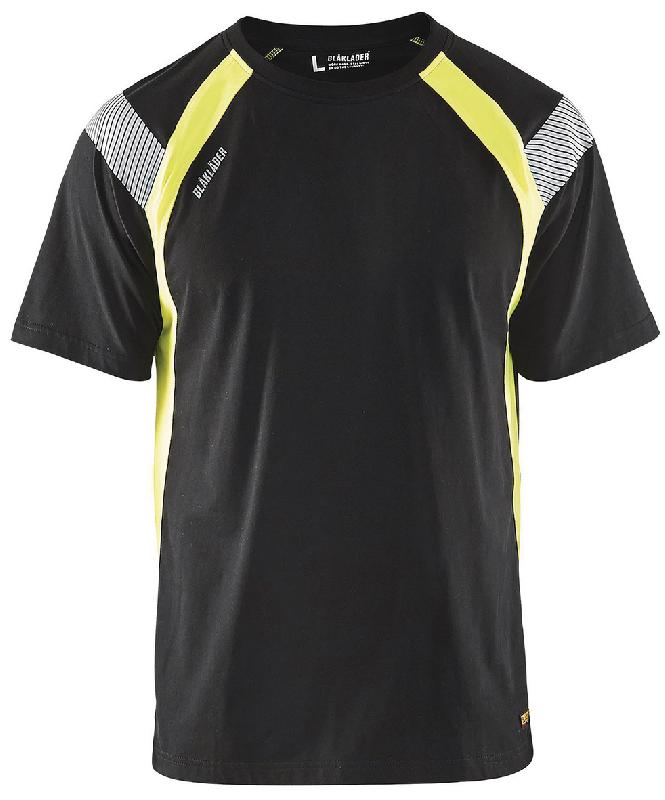 T-SHIRT NOIR/JAUNE FLUORESCENT TAILLE XS - 333210309933XS - MANUTAN COLLECTIVITÉS