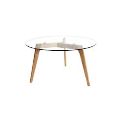 Table basse ronde plateau en verre 80 cm The Home Deco Factory - marron CM926_0