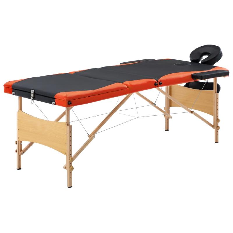 TABLE DE MASSAGE PLIABLE 3 ZONES BOIS NOIR ET ORANGE 02_0001834_0