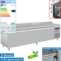 Table frigorifique murale ventilée - 5 portes GN 1/1 - 700 litres - DT274/R2A_0