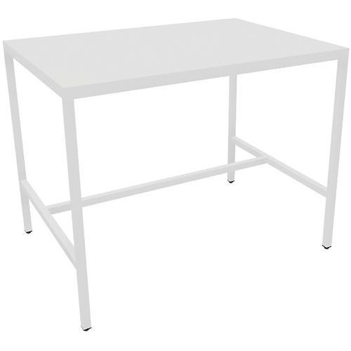 TABLE HAUTE 140X100 HT110 BLANC 25MM C. BLANC P. 40X40 BLANC