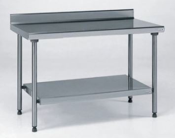 Table inox adossée avec étagère basse TOURNUS EQUIPEMENT - Référence : 424 944 - Hauteur réglable, certification NF Hygiène Alimentaire_0