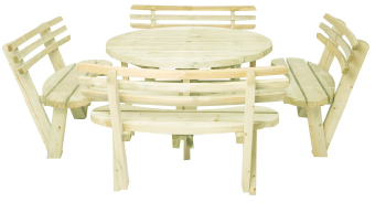 Table pique nique EMBIEZ en Sapin du nord Classe IV - Traité écologiquement au Tanalith®E - Plateau 42 mm - Pour 8 personnes_0