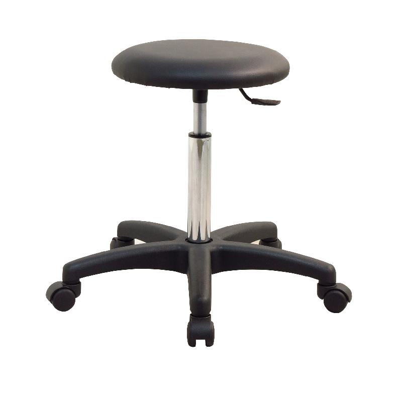 Tabouret professionnel d'atelier bas en vinyle - roulettes - Ø370 mm - réglable 500-700 mm - norme NF EN 1335-3_0