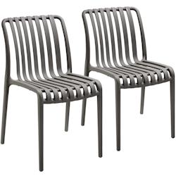 Tectake - Lot de 2 chaises de jardin Alcudia empilables et résistantes aux intempéries - gris anthracite - plastique polypropylène - 406044_0