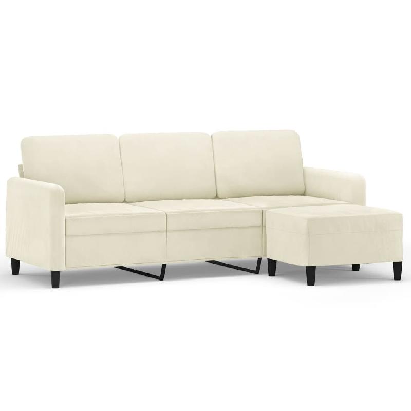 VidaXL Canapé à 3 places avec repose-pieds Crème 180 cm Velours Modèle Orion Office Mixte - 3201182_0