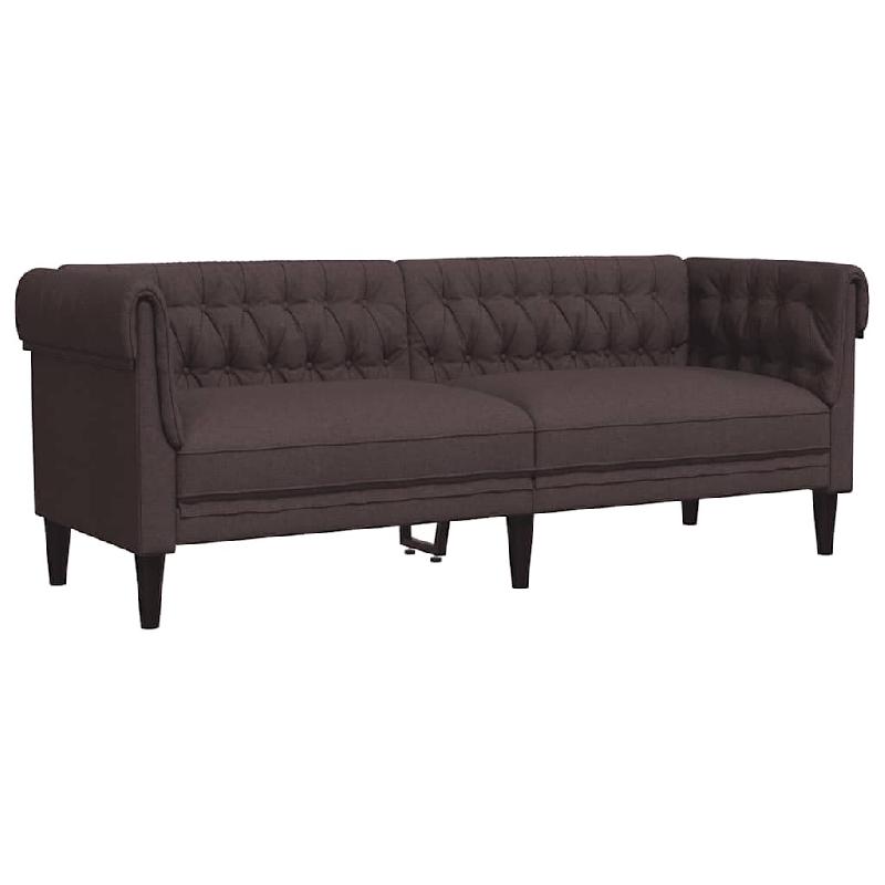 VidaXL Canapé Chesterfield 3 places marron foncé tissu Modèle Xermoniax - 372559_0