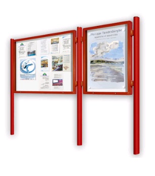 Vitrine simple face sur pieds - Cadre aluminium 75mm - Plexichocs 4mm - Finitions anodisées ou peintes_0