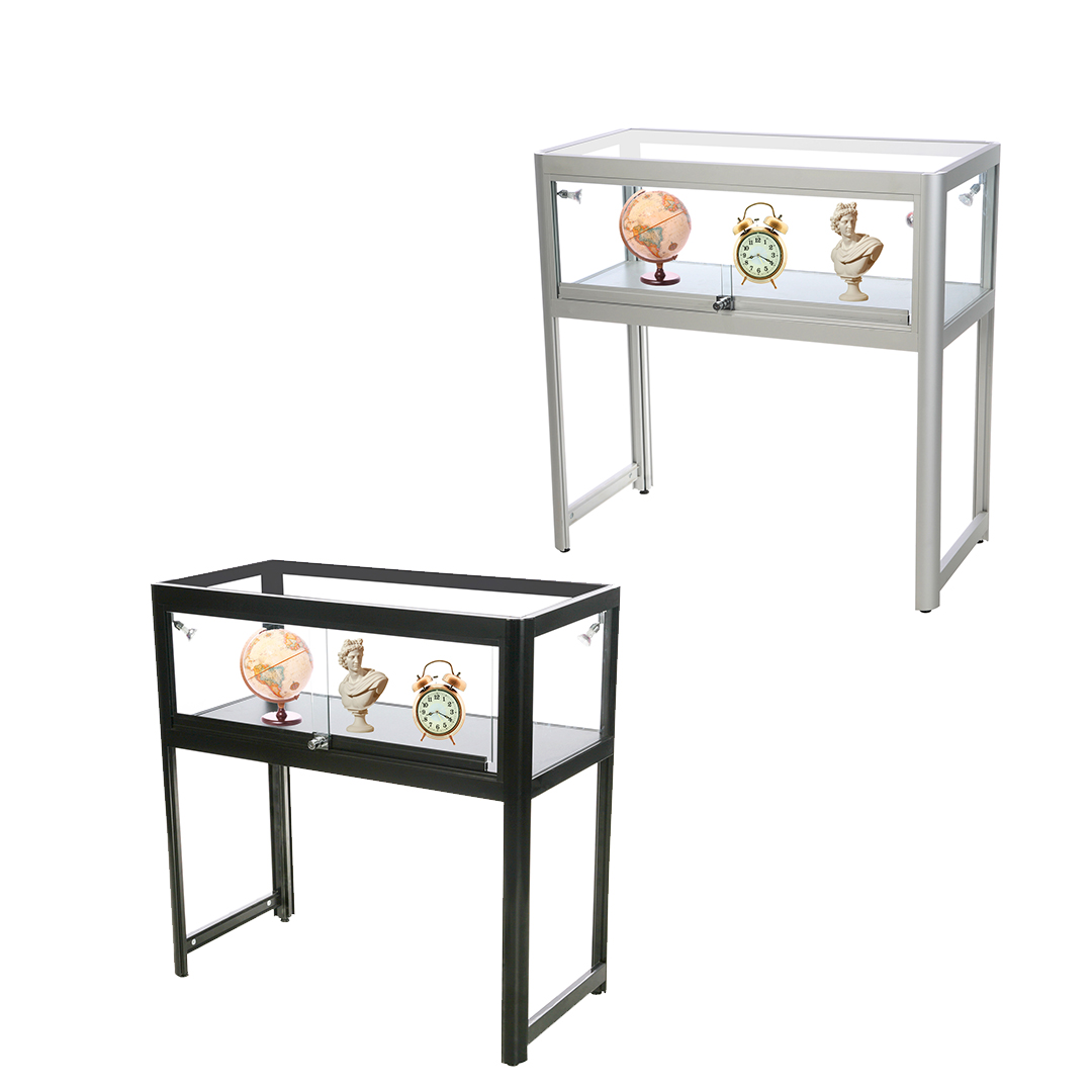 Vitrine d'exposition table /comptoir Aluminium Gris Alu led Réf : 2228412_0