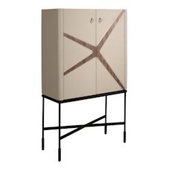 AC ANGEL CERDA Angel Cerdá Buffet haut cuir, noyer et acier noir 3280C 90 x 40 x 150 - marron Bois manufacturé 8435631040897_0